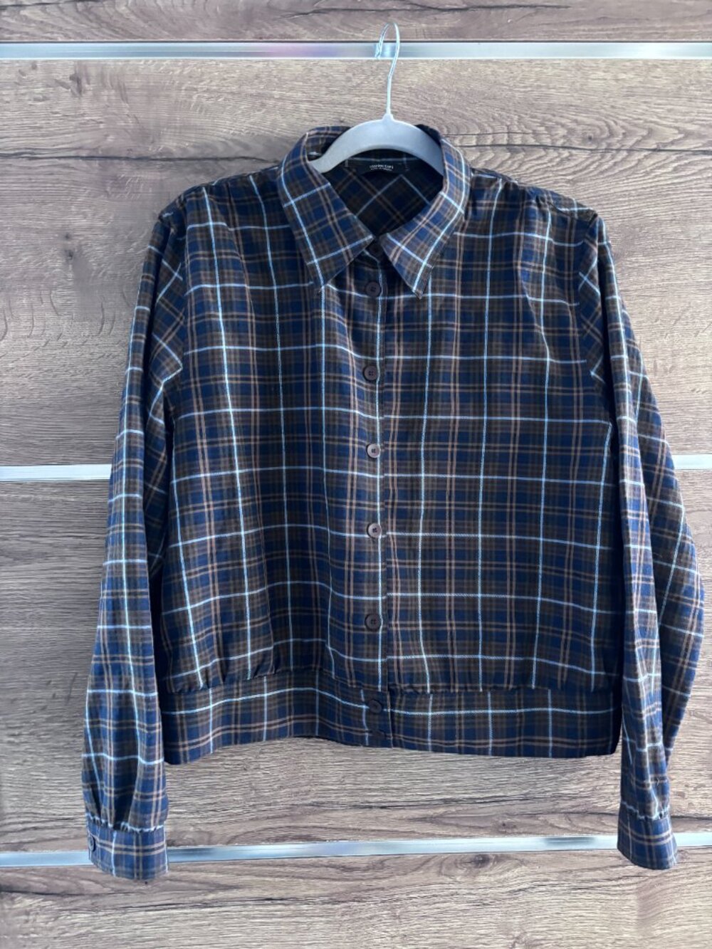 Massimo Dutti Brown Plaid Shirt - Size LG - NWOT